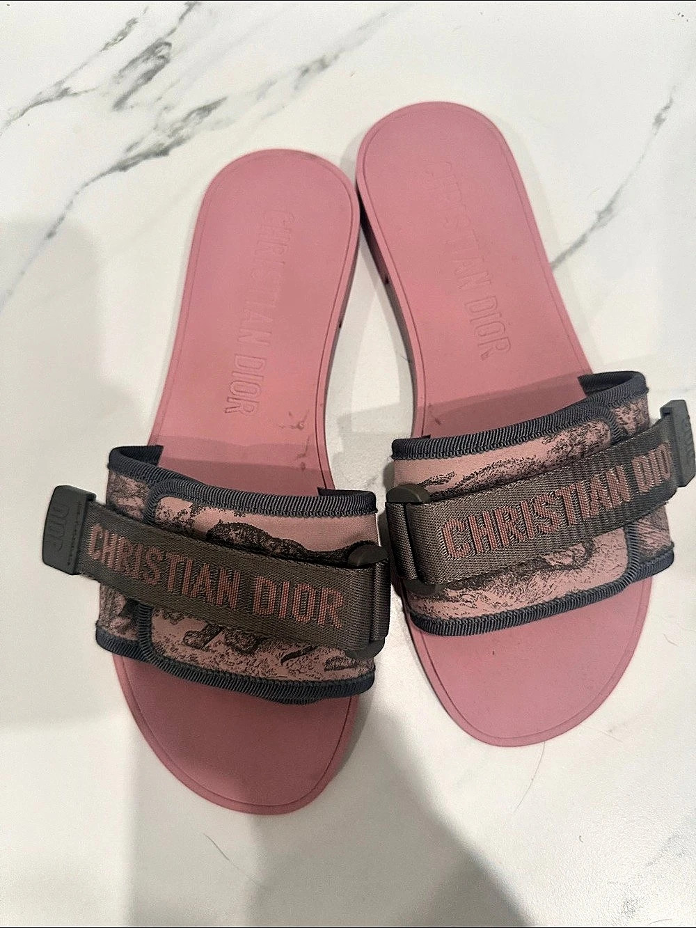 Christian Dior D-Way Diorquake Slide Sandals Pink & Brown EU 38